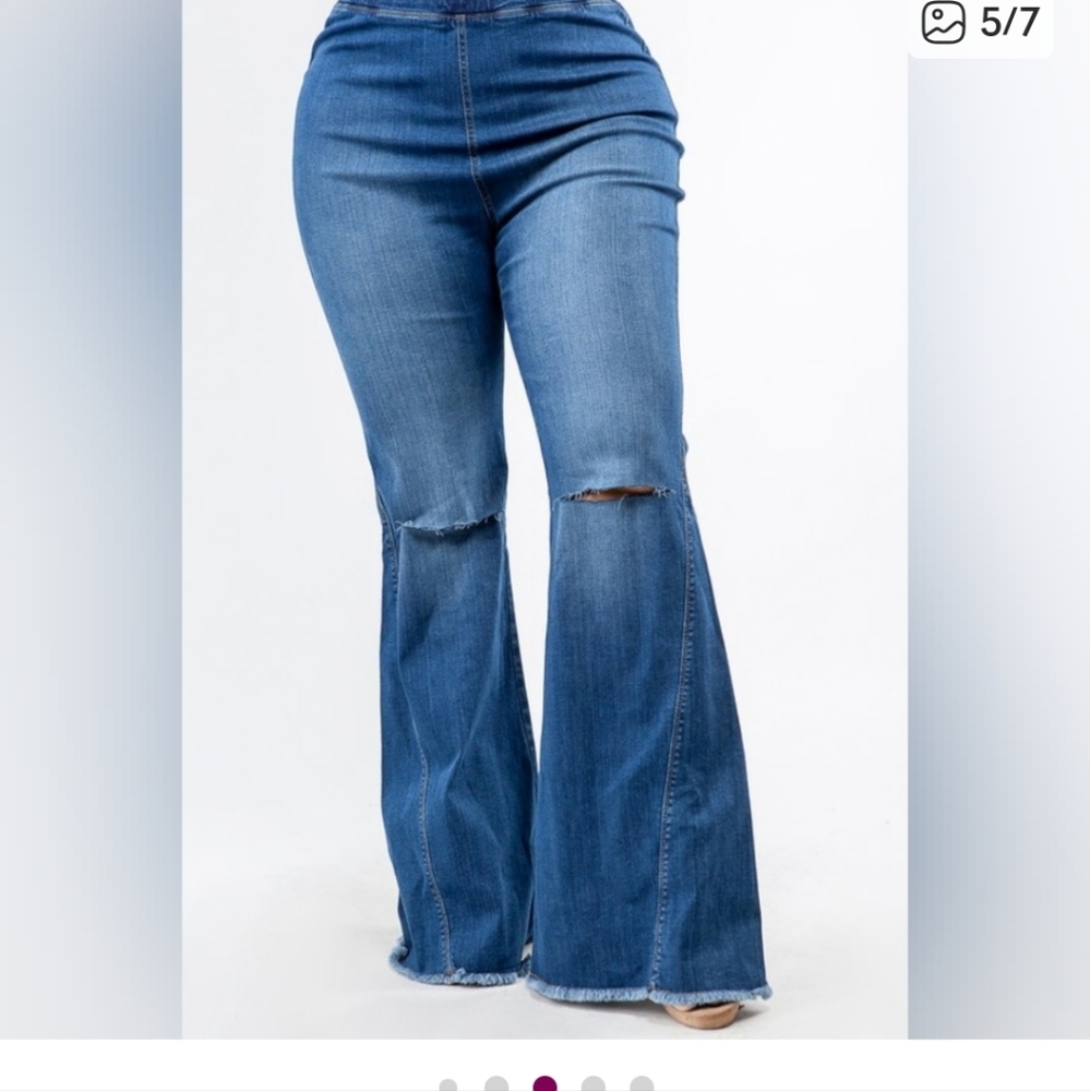 High Waist Denim Flare Pants